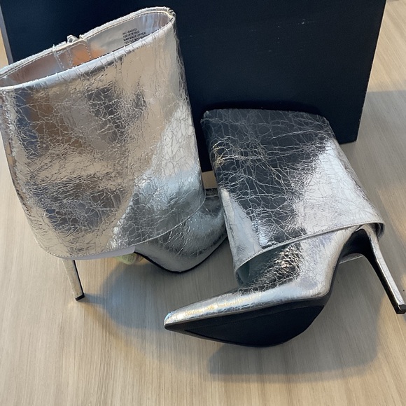 INC International Concepts Metallic Silver Heeled Boots - Picture 4 of 5